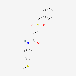 molecular formula C17H19NO3S2 B2690194 3-(benzylsulfonyl)-N-(4-(methylthio)phenyl)propanamide CAS No. 923449-05-2