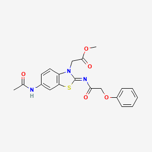 molecular formula C20H19N3O5S B2690233 (Z)-methyl 2-(6-acetamido-2-((2-phenoxyacetyl)imino)benzo[d]thiazol-3(2H)-yl)acetate CAS No. 865199-57-1