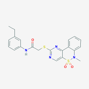 N-(3-ethylphenyl)-2-((6-methyl-5,5-dioxido-6H-benzo[c]pyrimido[4,5-e][1,2]thiazin-2-yl)thio)acetamide