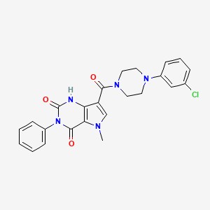 molecular formula C24H22ClN5O3 B2690235 7-(4-(3-chlorophenyl)piperazine-1-carbonyl)-5-methyl-3-phenyl-1H-pyrrolo[3,2-d]pyrimidine-2,4(3H,5H)-dione CAS No. 921830-10-6