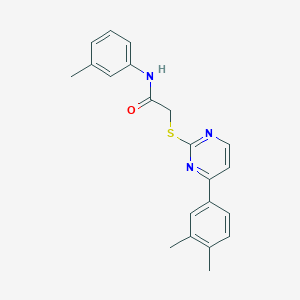 molecular formula C21H21N3OS B2690236 2-((4-(3,4-dimethylphenyl)pyrimidin-2-yl)thio)-N-(m-tolyl)acetamide CAS No. 1019153-54-8