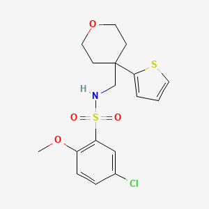 molecular formula C17H20ClNO4S2 B2690237 5-chloro-2-methoxy-N-((4-(thiophen-2-yl)tetrahydro-2H-pyran-4-yl)methyl)benzenesulfonamide CAS No. 1207055-11-5