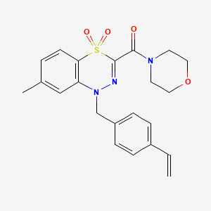 B2690244 (7-methyl-4,4-dioxido-1-(4-vinylbenzyl)-1H-benzo[e][1,3,4]thiadiazin-3-yl)(morpholino)methanone CAS No. 1251556-43-0