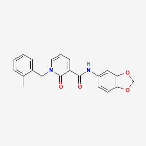 molecular formula C21H18N2O4 B2690246 N-1,3-benzodioxol-5-yl-1-(2-methylbenzyl)-2-oxo-1,2-dihydropyridine-3-carboxamide CAS No. 1005298-33-8