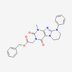 molecular formula C24H23N5O4 B2690255 benzyl 2-(1-methyl-2,4-dioxo-9-phenyl-7,8-dihydro-6H-purino[7,8-a]pyrimidin-3-yl)acetate CAS No. 844661-74-1
