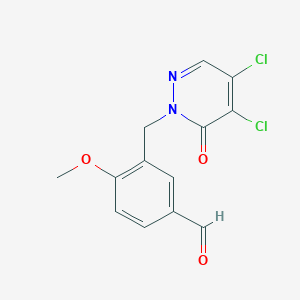 molecular formula C13H10Cl2N2O3 B2690256 3-[(4,5-Dichloro-6-oxopyridazin-1-yl)methyl]-4-methoxybenzaldehyde CAS No. 1375244-00-0