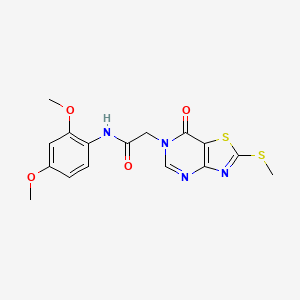 molecular formula C16H16N4O4S2 B2690257 N-(2,4-dimethoxyphenyl)-2-[2-(methylsulfanyl)-7-oxo-6H,7H-[1,3]thiazolo[4,5-d]pyrimidin-6-yl]acetamide CAS No. 1114902-37-2