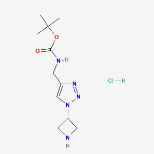 molecular formula C11H20ClN5O2 B2690263 tert-butyl N-{[1-(azetidin-3-yl)-1H-1,2,3-triazol-4-yl]methyl}carbamate hydrochloride CAS No. 2094627-26-4