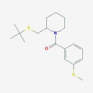 molecular formula C18H27NOS2 B2690272 (2-((Tert-butylthio)methyl)piperidin-1-yl)(3-(methylthio)phenyl)methanone CAS No. 2034266-39-0