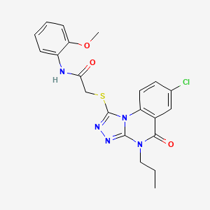 molecular formula C21H20ClN5O3S B2690276 2-[(7-chloro-5-oxo-4-propyl-4,5-dihydro[1,2,4]triazolo[4,3-a]quinazolin-1-yl)thio]-N-(2-methoxyphenyl)acetamide CAS No. 1111020-98-4