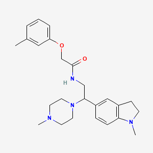 molecular formula C25H34N4O2 B2690302 N-(2-(1-methylindolin-5-yl)-2-(4-methylpiperazin-1-yl)ethyl)-2-(m-tolyloxy)acetamide CAS No. 922116-29-8