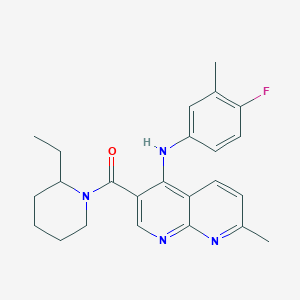 molecular formula C24H27FN4O B2690314 2-(2,5-二甲基苯基)-7-(3-氟苯基)咪唑并[1,2-a]吡嗪-8(7H)-酮 CAS No. 1251610-21-5