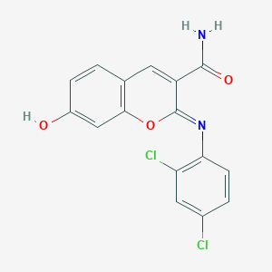 molecular formula C16H10Cl2N2O3 B2690325 (2Z)-2-[(2,4-dichlorophenyl)imino]-7-hydroxy-2H-chromene-3-carboxamide CAS No. 313397-50-1