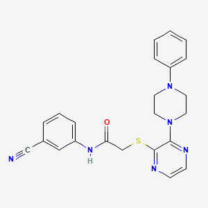 molecular formula C23H22N6OS B2690369 N-(3-cyanophenyl)-2-{[3-(4-phenylpiperazin-1-yl)pyrazin-2-yl]sulfanyl}acetamide CAS No. 1031965-86-2