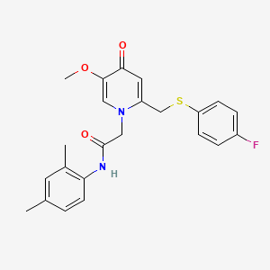 molecular formula C23H23FN2O3S B2690373 N-(2,4-dimethylphenyl)-2-(2-(((4-fluorophenyl)thio)methyl)-5-methoxy-4-oxopyridin-1(4H)-yl)acetamide CAS No. 1005303-04-7