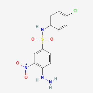 molecular formula C12H11ClN4O4S B2690381 N-(4-Chloro-phenyl)-4-hydrazino-3-nitro-benzenesulfonamide CAS No. 327092-64-8