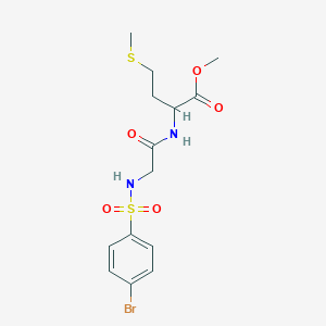 molecular formula C14H19BrN2O5S2 B2690447 Methyl 2-[(2-{[(4-bromophenyl)sulfonyl]amino}acetyl)amino]-4-(methylsulfanyl)butanoate CAS No. 1030856-94-0