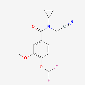 molecular formula C14H14F2N2O3 B2690449 N-(cyanomethyl)-N-cyclopropyl-4-(difluoromethoxy)-3-methoxybenzamide CAS No. 1252542-22-5