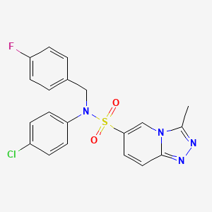 molecular formula C20H16ClFN4O2S B2690497 N-(4-chlorophenyl)-N-[(4-fluorophenyl)methyl]-3-methyl-[1,2,4]triazolo[4,3-a]pyridine-6-sulfonamide CAS No. 1251561-18-8