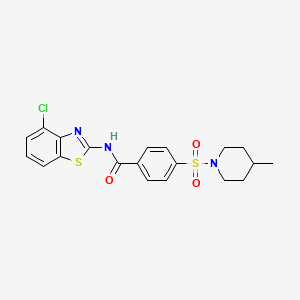 molecular formula C20H20ClN3O3S2 B2690508 N-(4-chloro-1,3-benzothiazol-2-yl)-4-[(4-methylpiperidin-1-yl)sulfonyl]benzamide CAS No. 683259-90-7