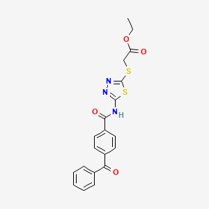 molecular formula C20H17N3O4S2 B2690516 ethyl 2-{[5-(4-benzoylbenzamido)-1,3,4-thiadiazol-2-yl]sulfanyl}acetate CAS No. 392318-74-0