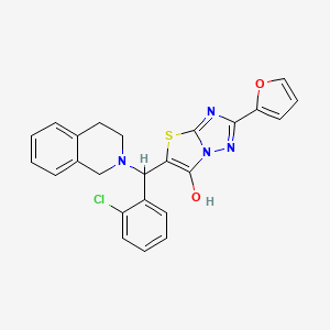 molecular formula C24H19ClN4O2S B2690528 5-[(2-chlorophenyl)(1,2,3,4-tetrahydroisoquinolin-2-yl)methyl]-2-(furan-2-yl)-[1,2,4]triazolo[3,2-b][1,3]thiazol-6-ol CAS No. 887220-30-6