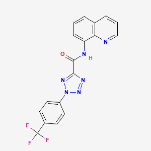 molecular formula C18H11F3N6O B2690531 N-(quinolin-8-yl)-2-(4-(trifluoromethyl)phenyl)-2H-tetrazole-5-carboxamide CAS No. 1396881-55-2