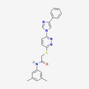 molecular formula C23H21N5OS B2690568 N-(3,5-dimethylphenyl)-2-((6-(4-phenyl-1H-imidazol-1-yl)pyridazin-3-yl)thio)acetamide CAS No. 1251572-42-5