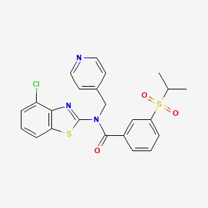molecular formula C23H20ClN3O3S2 B2690576 N-(4-chloro-1,3-benzothiazol-2-yl)-3-(propane-2-sulfonyl)-N-[(pyridin-4-yl)methyl]benzamide CAS No. 923203-04-7