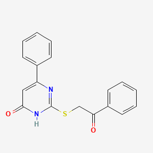 molecular formula C18H14N2O2S B2690592 2-[(2-oxo-2-phenylethyl)sulfanyl]-6-phenyl-3,4-dihydropyrimidin-4-one CAS No. 242474-97-1