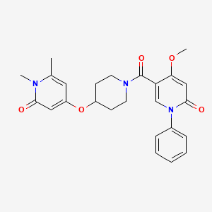molecular formula C25H27N3O5 B2690599 5-{4-[(1,6-dimethyl-2-oxo-1,2-dihydropyridin-4-yl)oxy]piperidine-1-carbonyl}-4-methoxy-1-phenyl-1,2-dihydropyridin-2-one CAS No. 1903155-28-1