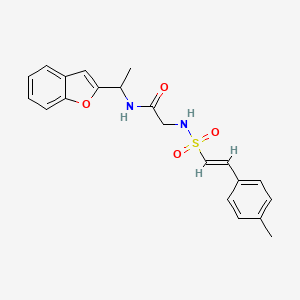 molecular formula C21H22N2O4S B2690600 N-[1-(1-Benzofuran-2-yl)ethyl]-2-[[(E)-2-(4-methylphenyl)ethenyl]sulfonylamino]acetamide CAS No. 1198060-78-4