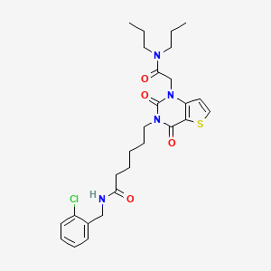 molecular formula C27H35ClN4O4S B2690601 N-[(2-chlorophenyl)methyl]-6-{1-[(dipropylcarbamoyl)methyl]-2,4-dioxo-1H,2H,3H,4H-thieno[3,2-d]pyrimidin-3-yl}hexanamide CAS No. 866013-56-1