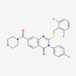 molecular formula C26H20ClF2N3O3S B2690635 2-((2-chloro-6-fluorobenzyl)thio)-3-(4-fluorophenyl)-7-(morpholine-4-carbonyl)quinazolin-4(3H)-one CAS No. 1115453-01-4