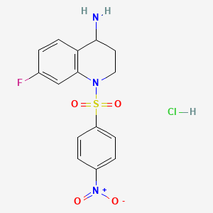 molecular formula C15H15ClFN3O4S B2690671 7-Fluoro-1-(4-nitrobenzenesulfonyl)-1,2,3,4-tetrahydroquinolin-4-amine hydrochloride CAS No. 1787859-63-5