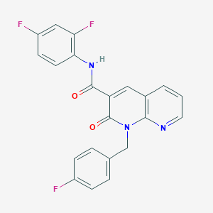 molecular formula C22H14F3N3O2 B2690674 N-(2,4-difluorophenyl)-1-[(4-fluorophenyl)methyl]-2-oxo-1,2-dihydro-1,8-naphthyridine-3-carboxamide CAS No. 946331-56-2
