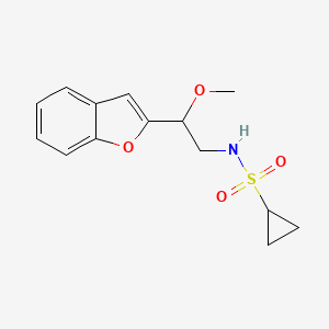 molecular formula C14H17NO4S B2690677 N-[2-(1-benzofuran-2-yl)-2-methoxyethyl]cyclopropanesulfonamide CAS No. 2034556-46-0