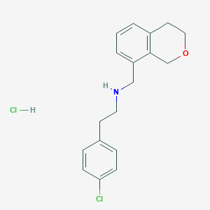 molecular formula C18H21Cl2NO B2690701 2-(4-Chlorophenyl)-N-(3,4-dihydro-1H-isochromen-8-ylmethyl)ethanamine;hydrochloride CAS No. 2445785-08-8