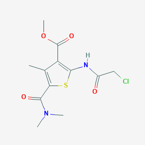 molecular formula C12H15ClN2O4S B2690743 Methyl 2-[(chloroacetyl)amino]-5-[(dimethylamino)carbonyl]-4-methylthiophene-3-carboxylate CAS No. 546064-43-1