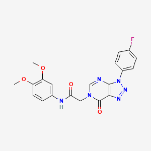 molecular formula C20H17FN6O4 B2690750 N-(3,4-dimethoxyphenyl)-2-[3-(4-fluorophenyl)-7-oxo-3H,6H,7H-[1,2,3]triazolo[4,5-d]pyrimidin-6-yl]acetamide CAS No. 847384-37-6