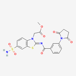 (Z)-methyl 2-(2-((3-(2,5-dioxopyrrolidin-1-yl)benzoyl)imino)-6-sulfamoylbenzo[d]thiazol-3(2H)-yl)acetate
