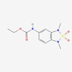 molecular formula C11H15N3O4S B2690803 Ethyl (1,3-dimethyl-2,2-dioxido-1,3-dihydrobenzo[c][1,2,5]thiadiazol-5-yl)carbamate CAS No. 2034586-84-8