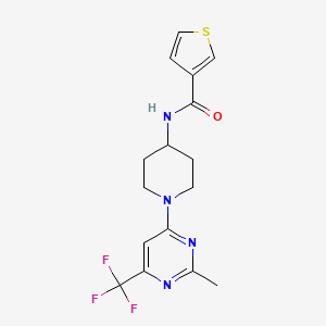 molecular formula C16H17F3N4OS B2690809 N-{1-[2-methyl-6-(trifluoromethyl)pyrimidin-4-yl]piperidin-4-yl}thiophene-3-carboxamide CAS No. 1775331-60-6