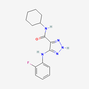 molecular formula C15H18FN5O B2690853 N-cyclohexyl-5-((2-fluorophenyl)amino)-1H-1,2,3-triazole-4-carboxamide CAS No. 1291867-05-4