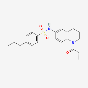 molecular formula C21H26N2O3S B2690855 N-(1-propanoyl-1,2,3,4-tetrahydroquinolin-6-yl)-4-propylbenzene-1-sulfonamide CAS No. 953938-58-4