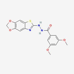 molecular formula C17H15N3O5S B2690862 N'-{4,6-dioxa-10-thia-12-azatricyclo[7.3.0.0^{3,7}]dodeca-1(9),2,7,11-tetraen-11-yl}-3,5-dimethoxybenzohydrazide CAS No. 851988-56-2