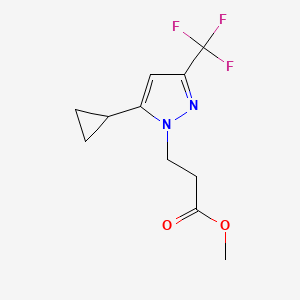 molecular formula C11H13F3N2O2 B2690875 methyl 3-[5-cyclopropyl-3-(trifluoromethyl)-1H-pyrazol-1-yl]propanoate CAS No. 1002033-74-0