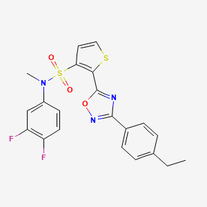 molecular formula C21H17F2N3O3S2 B2690882 N-(3,4-difluorophenyl)-2-[3-(4-ethylphenyl)-1,2,4-oxadiazol-5-yl]-N-methylthiophene-3-sulfonamide CAS No. 1207049-49-7