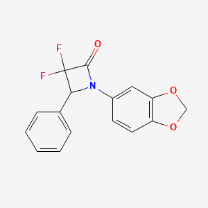 molecular formula C16H11F2NO3 B2690888 1-(1,3-Benzodioxol-5-yl)-3,3-difluoro-4-phenylazetidin-2-one CAS No. 326026-06-6
