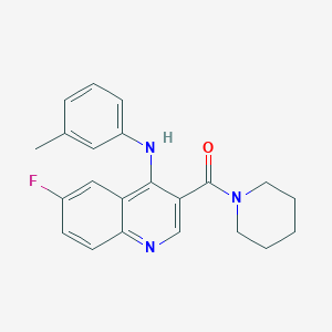 (6-Fluoro-4-(m-tolylamino)quinolin-3-yl)(piperidin-1-yl)methanone